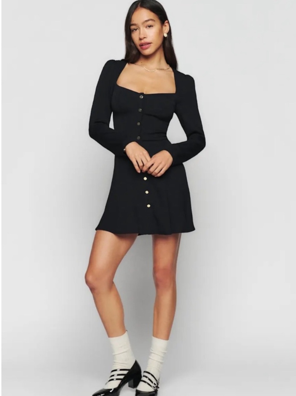 Reformation Indira Dress In Black New Size 0